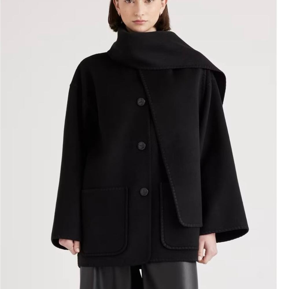 EUC Quince Women’s Double-Faced Merino Wool Scarf Coat $200 XL 3035-82